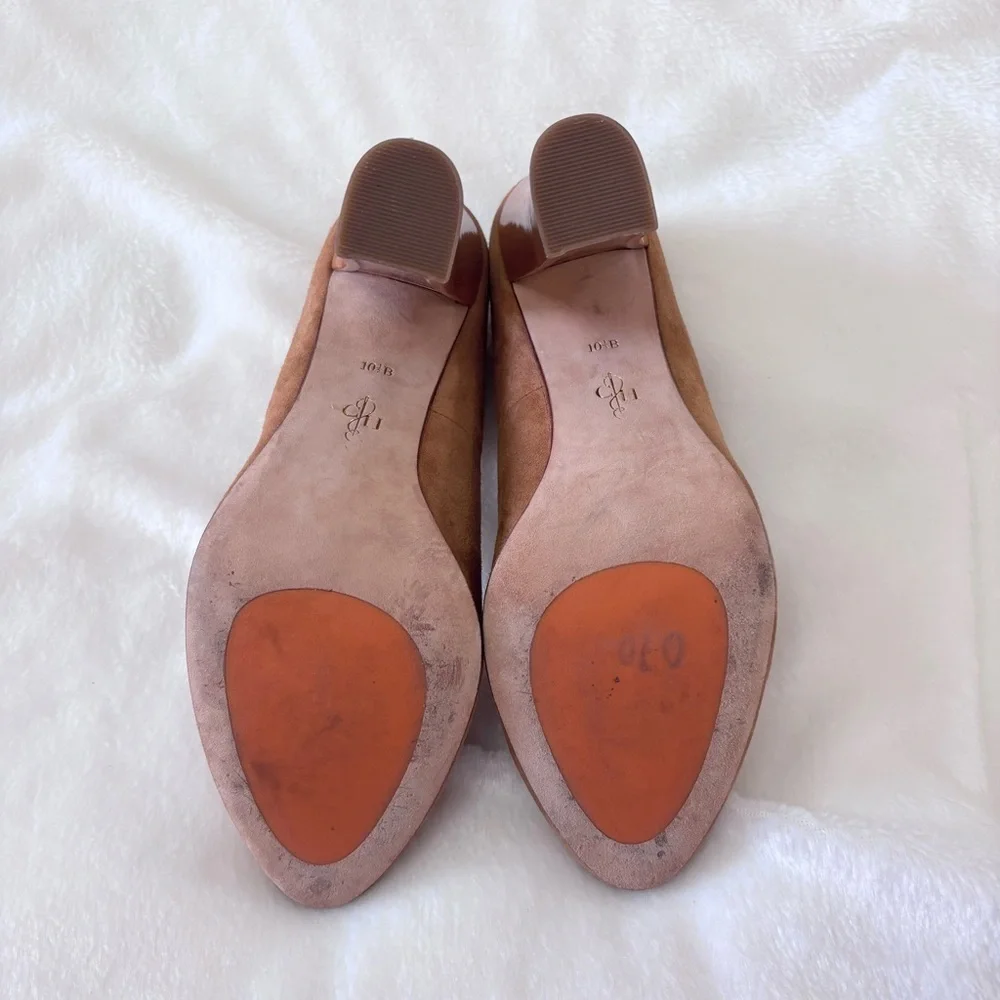 Cole Haan Chelsea Flared Block Heel High Pumps Size 10.5 Tan Chestnut Color